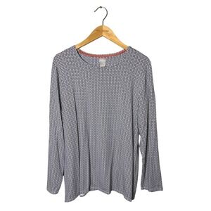CHICO'S Size‎ 3 US XL Black Geometric Print Knit Boho Long Sleeve Tunic Top